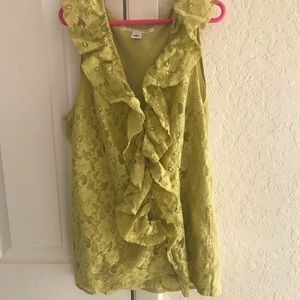 Banana Republic Lime Green Ruffled blouse